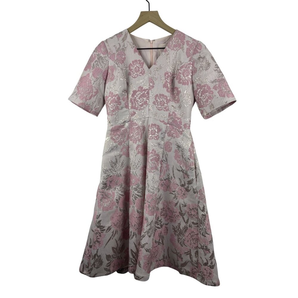 Gal Meets Glam Women's Size 2 Adair Pink Jacquard Brocade Fit Flare 50s Dress